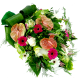 Funeral Flowers - Green pink & white funeral bouquet