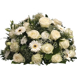 Funeral arrangement of white flowers
